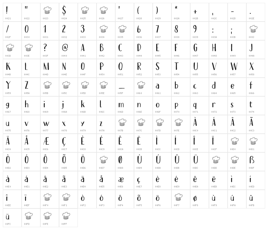 Erstwhile DEMO Regular Character Map