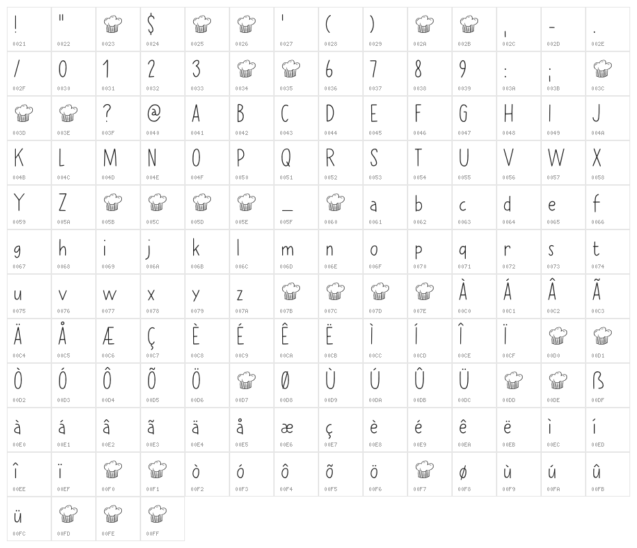 Erstwhile Line DEMO Regular Character Map