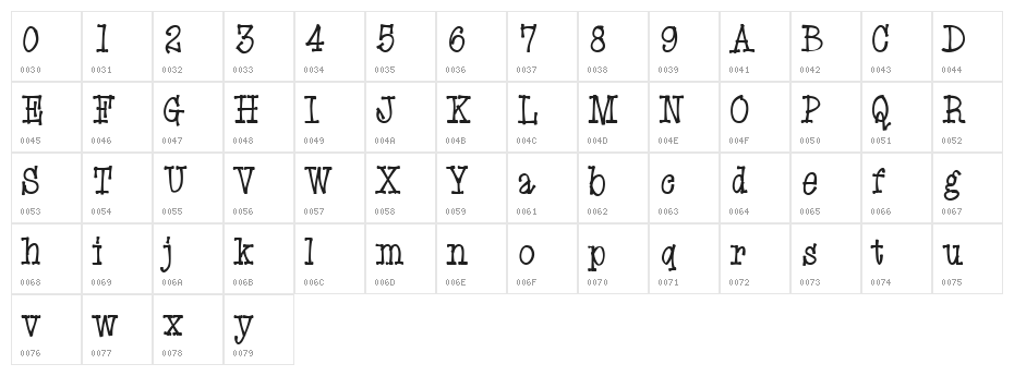 Eryx Cartoon Regular Character Map