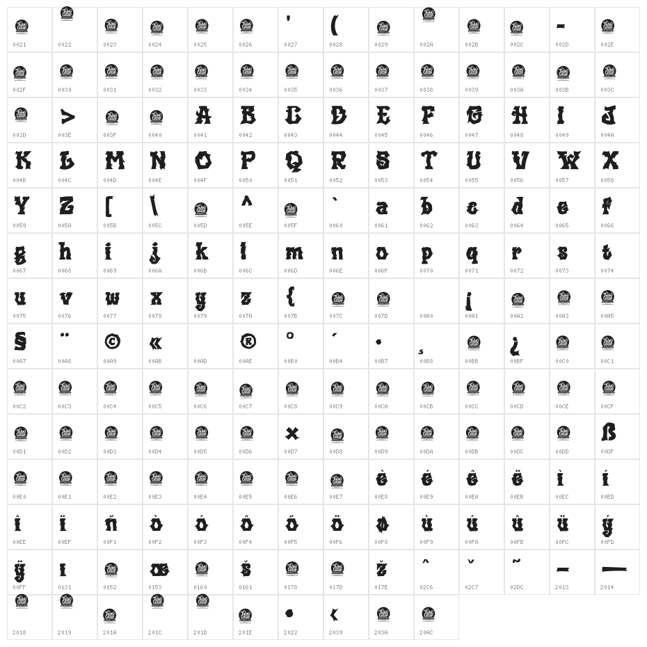 ESGARD Personal Use Character Map