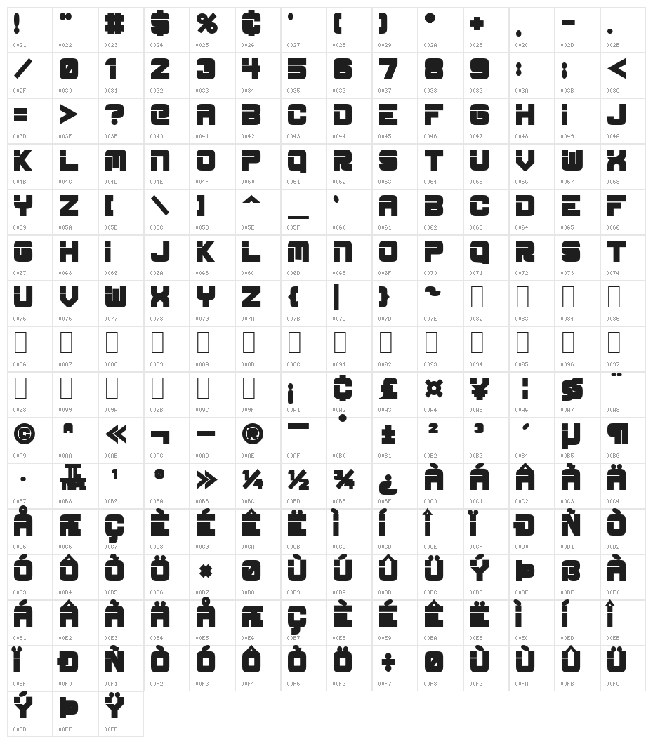 ESP_Bold Character Map