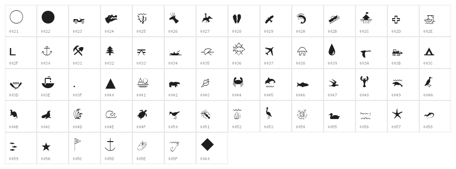 ESRI Environmental  Icons Character Map