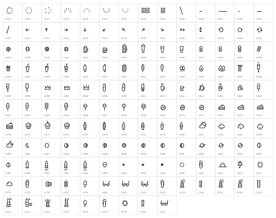 EscalopeCrustTwo-Icons Character Map