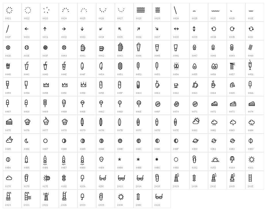 EscalopeSoft-Icons Character Map