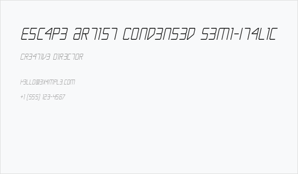 Escape Artist Condensed Semi-Italic Business Card