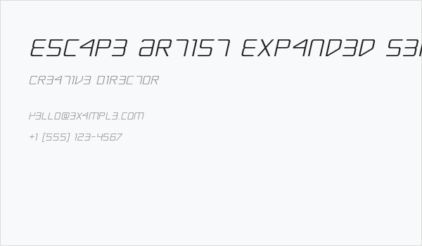 Escape Artist Expanded Semi-Italic Business Card