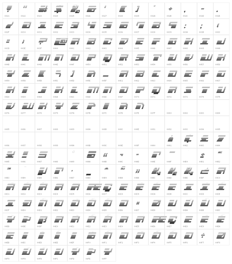 Escape Velocity Gradient Ital Character Map