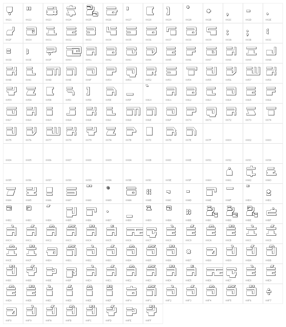 Escape Velocity Outline Character Map