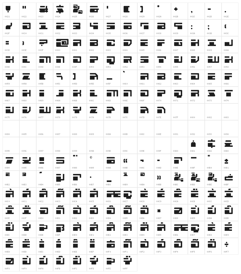 Escape Velocity Character Map