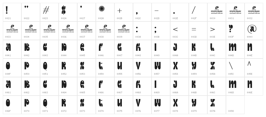 Escargot Spinach DEMO Character Map