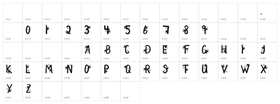 Escargots Character Map