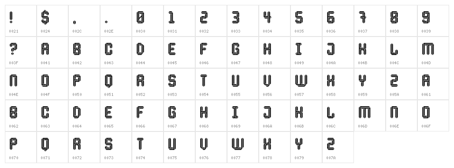 Escheresk Regular Character Map