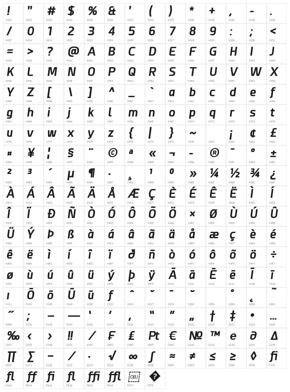 Esphimere Bold Italic Character Map