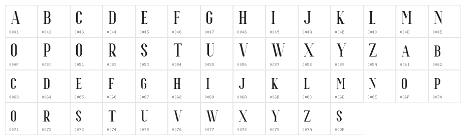 Espoir Serif Free Regular Character Map