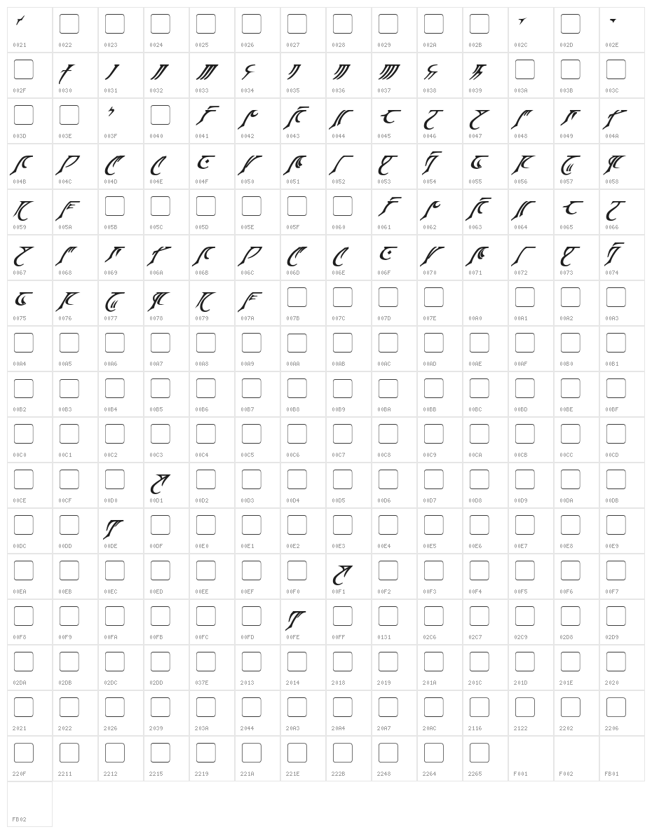 Espruar Bold Italic Character Map