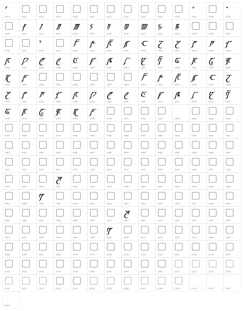 Espruar Bold Character Map