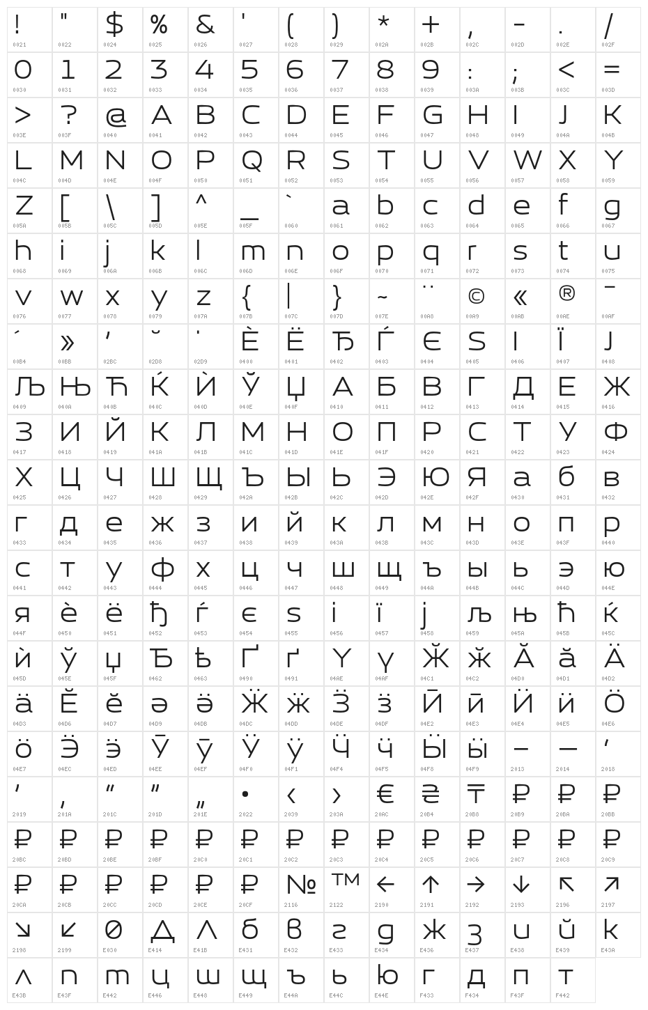 EsqaderoFFCY4F Character Map