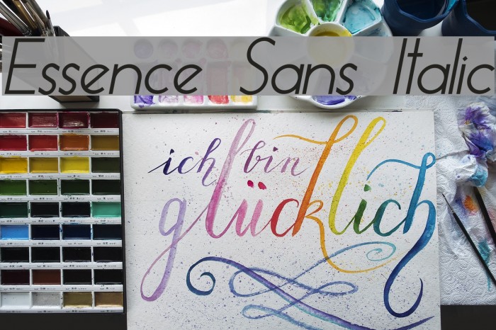 Essence Sans Italic Font examples