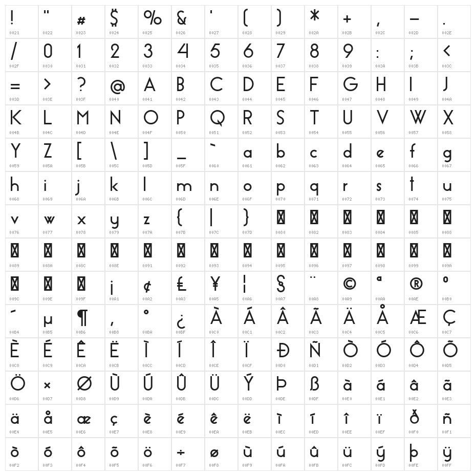 EssenceSans-Bold Character Map