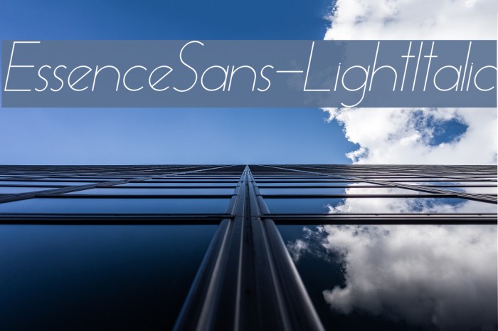 EssenceSans-LightItalic Font examples