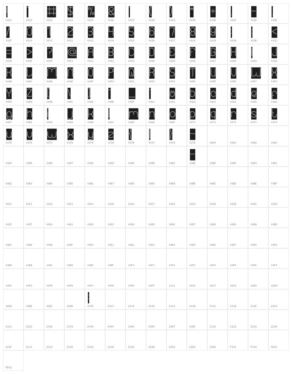 Essential Arrangement-Hollow-In Character Map