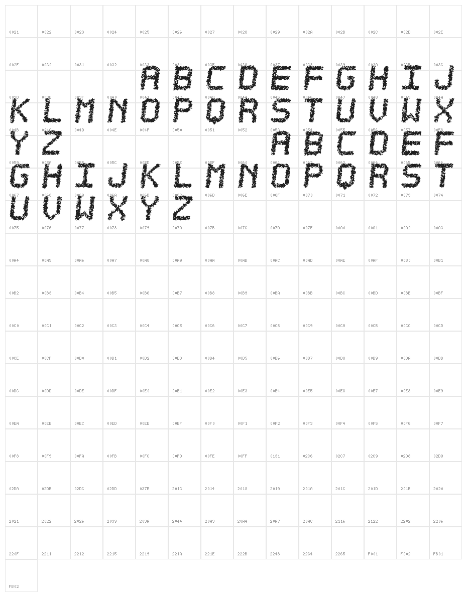 Estorea tfb Character Map