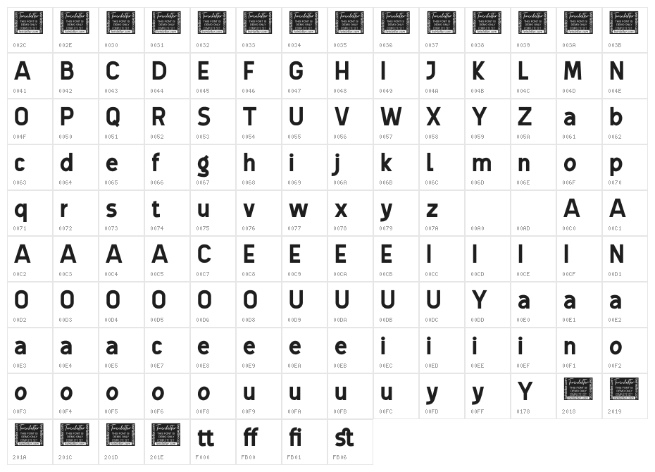 Estung Personal Use Character Map