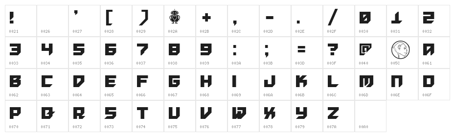 ET Technokid  Bold Character Map