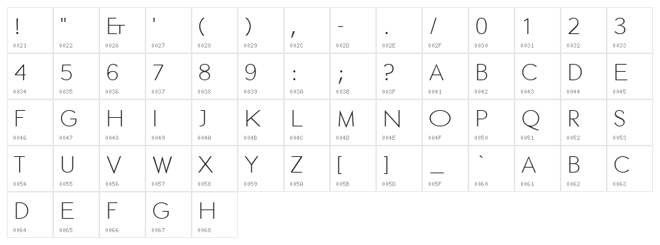 ETH Large Expanded Regular Character Map