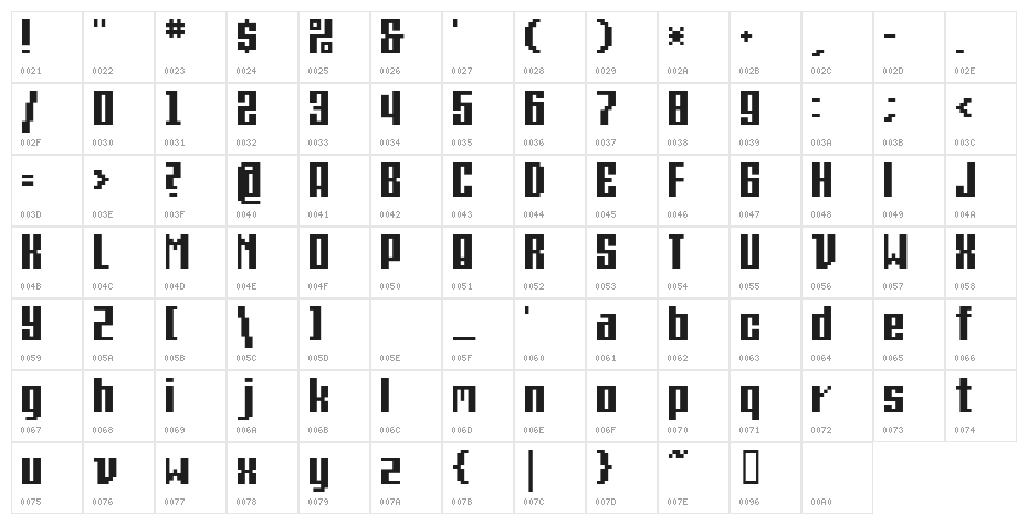 Et Bt11A Bold Character Map