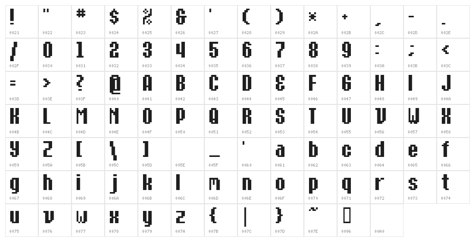Et Bt11B Bold Character Map
