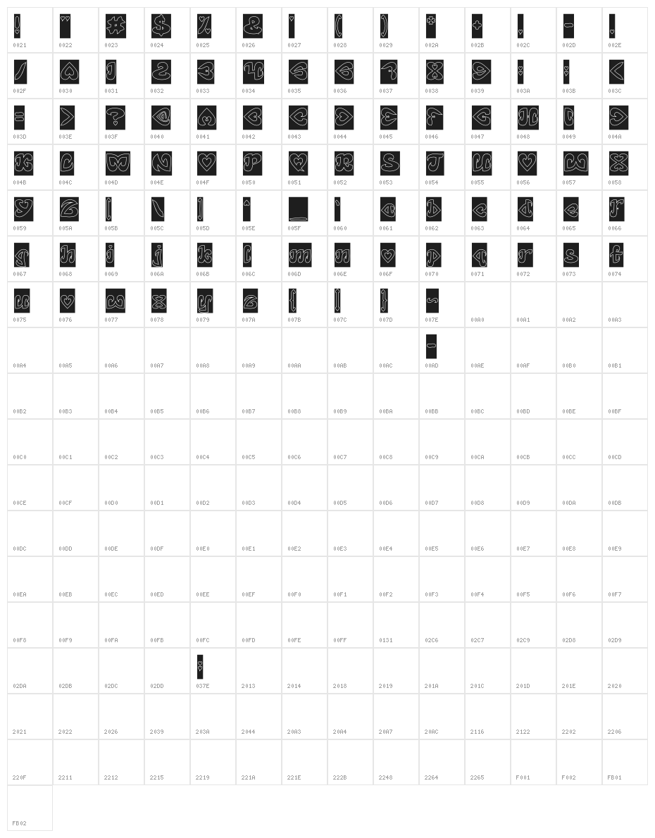 Eternal Love-Hollow-inverse Character Map