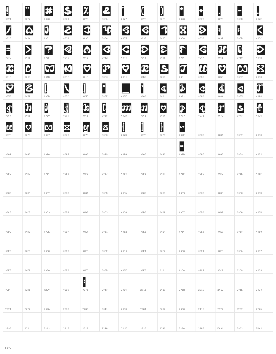 Eternal Love-Inverse Character Map