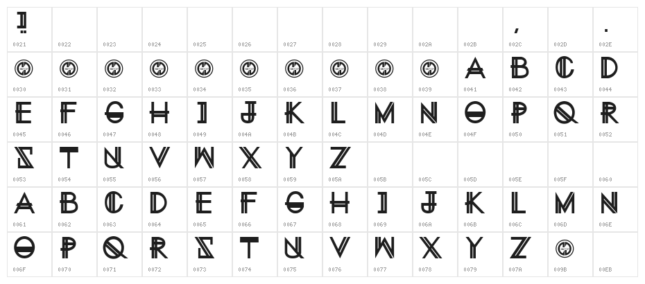 Eternity Now Regular Character Map