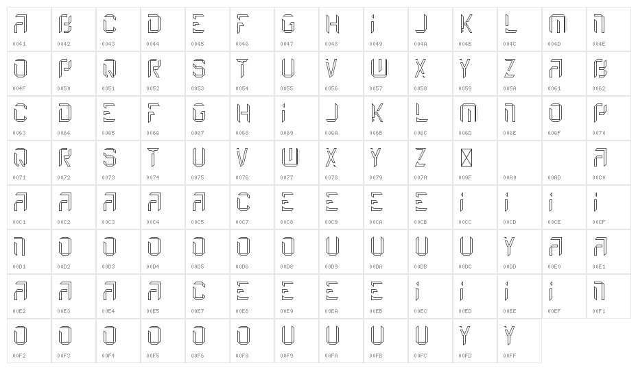 Etical Demo Light Line Character Map