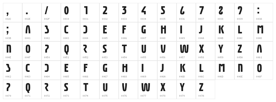 Eunomia Bold Character Map