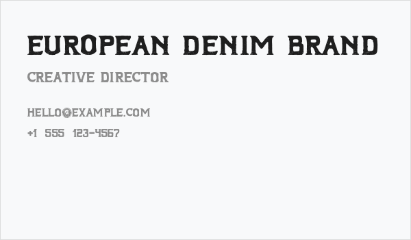 European Denim Brand Business Card