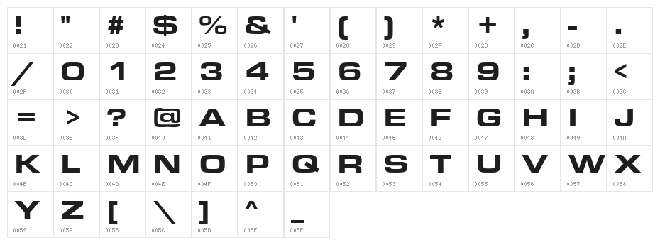 Eurostar Black Extended Character Map
