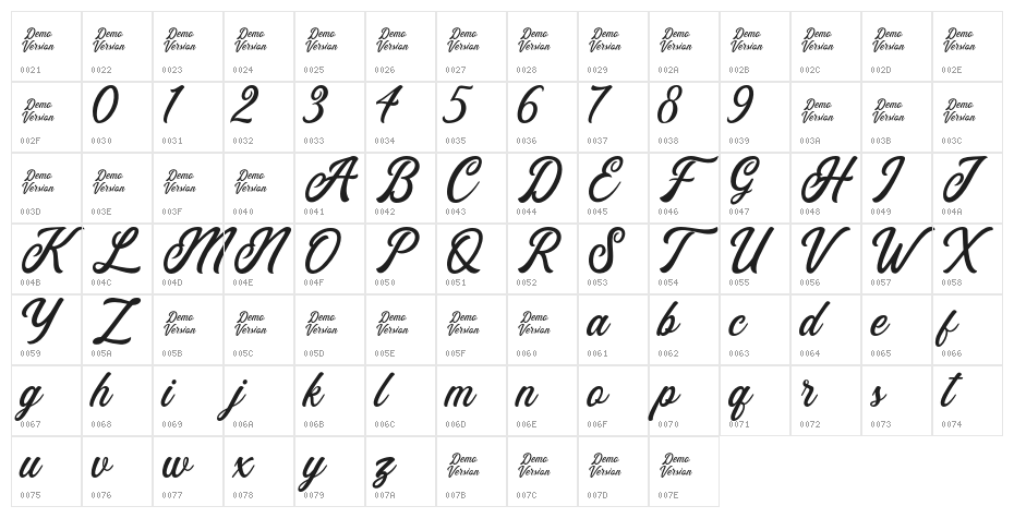EusthaliaClean Character Map