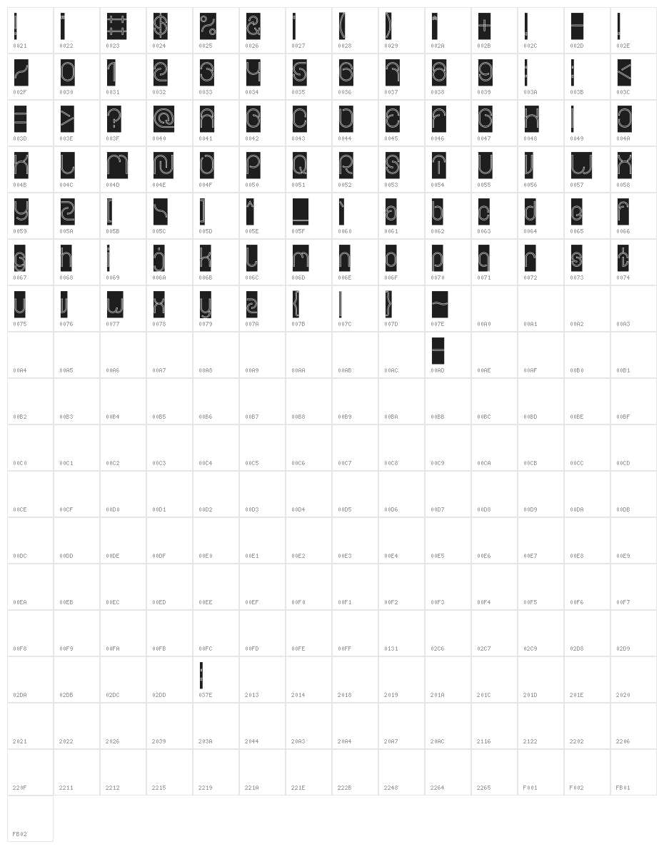 EVERYTHING-Outlined-Inverse Bold Character Map