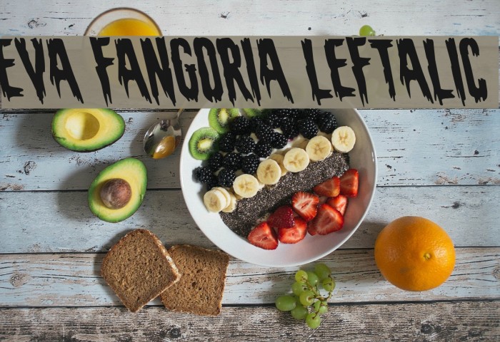 Eva Fangoria Leftalic Font examples