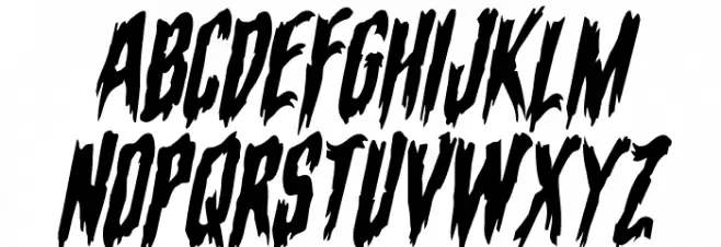Eva Fangoria Warped Italic Font UPPERCASE