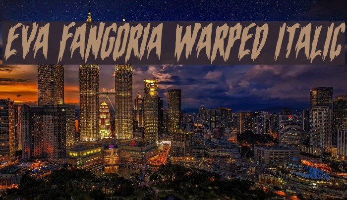 Eva Fangoria Warped Italic Font examples