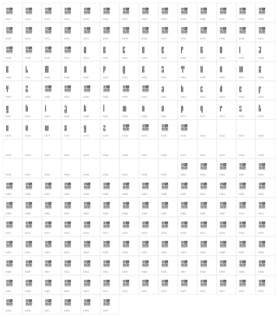 Eveagita Luxury Demo Version Character Map