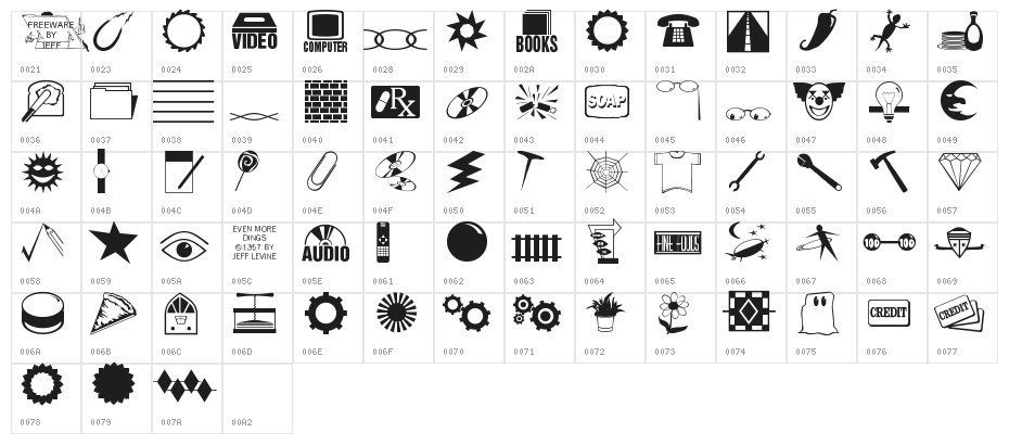 Even More Dings JL Character Map