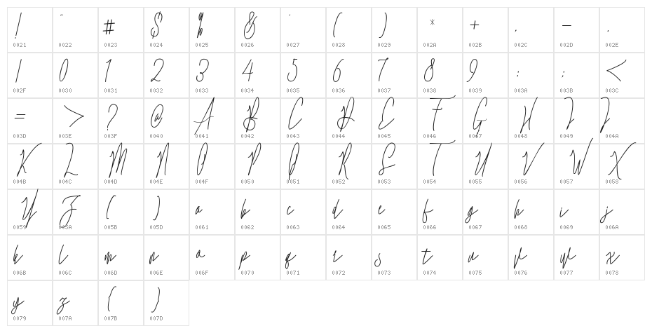 Evergreen Free Character Map
