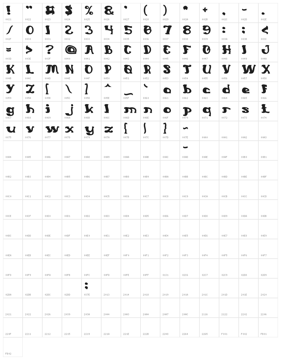 Everlasting Song Bold Character Map