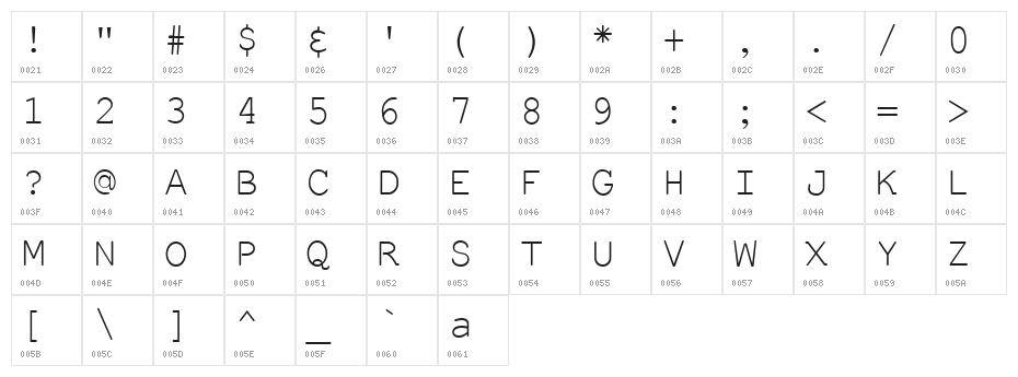 Everson Mono Latin 6 Character Map