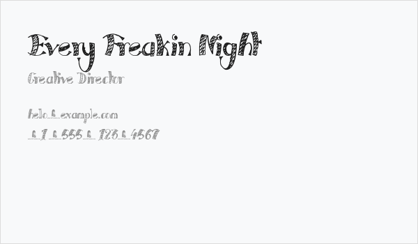 Every Freakin Night Business Card