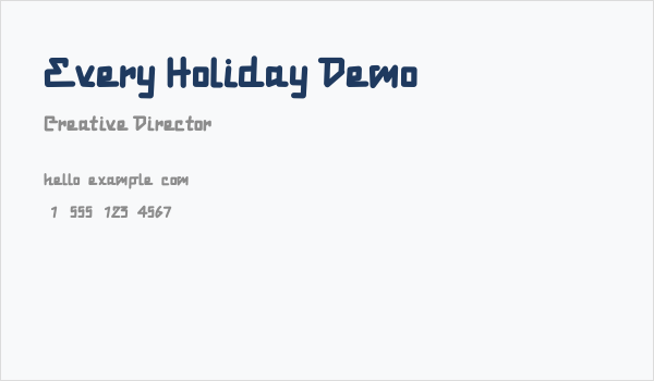 Every Holiday Demo Business Card